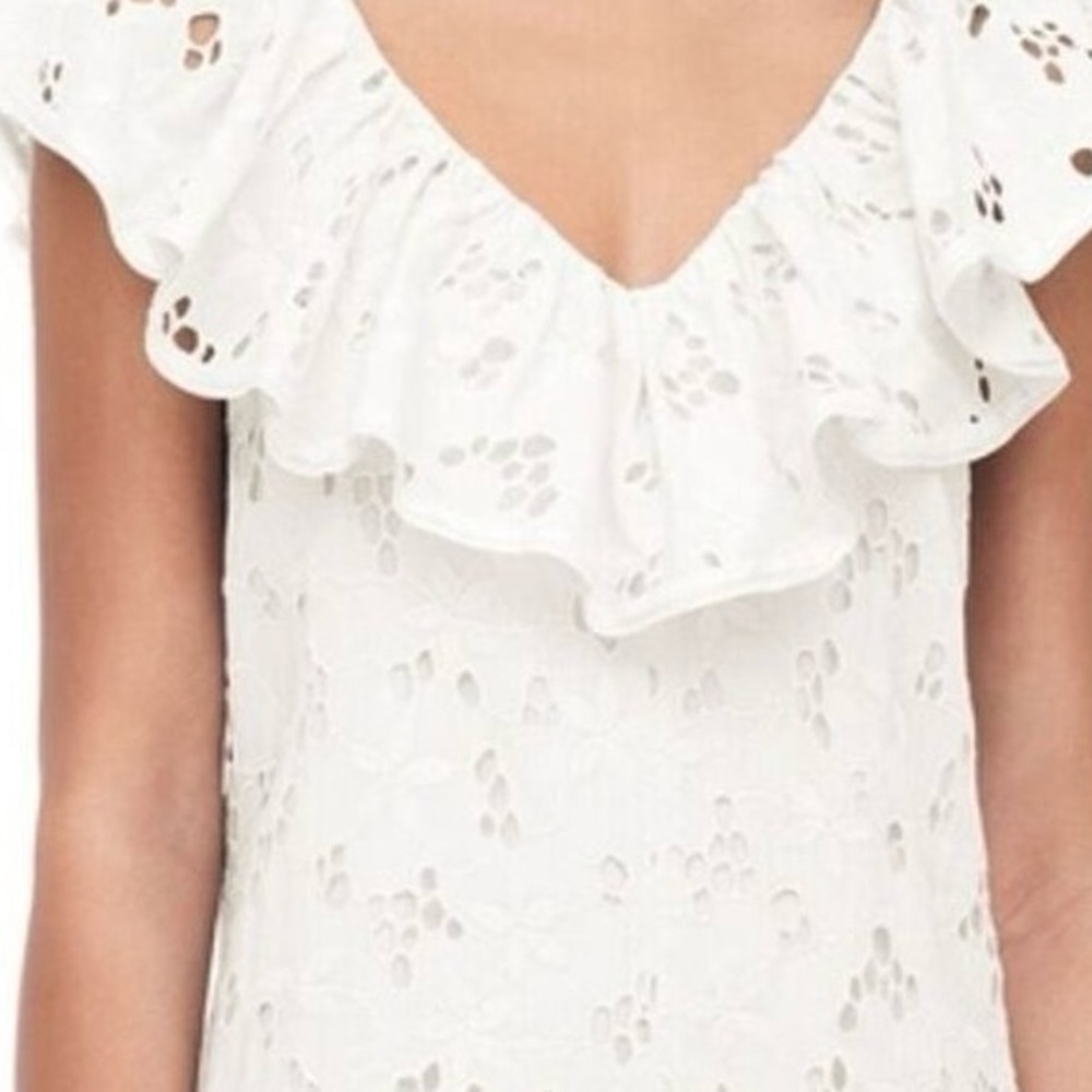 Rebecca Taylor white eyelet ruffle sleeveless blouse sz 10